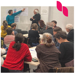 Illustration d&eacute;mocratie participative avec des personnes en atelier citoyen Envie de Gap