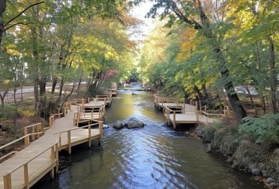 Ilustration de l'aménagement des bords de la Luye